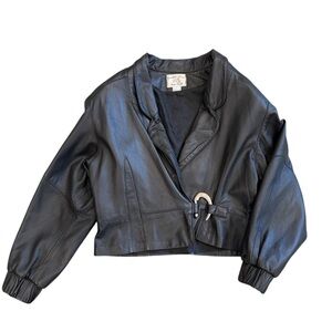 Vintage London Paris New York Women’s Black leather‎ jacket Size Large.